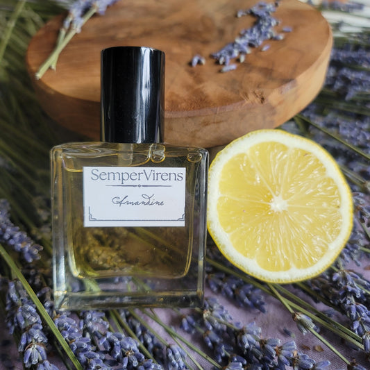 Natural perfume with lavender and rosemary accents